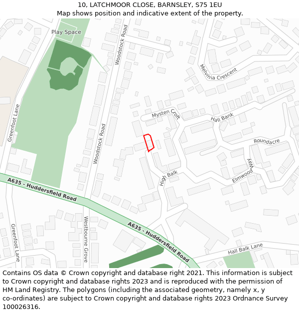 10, LATCHMOOR CLOSE, BARNSLEY, S75 1EU: Location map and indicative extent of plot