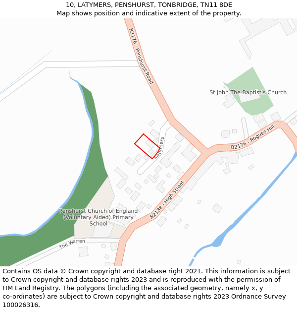 10, LATYMERS, PENSHURST, TONBRIDGE, TN11 8DE: Location map and indicative extent of plot