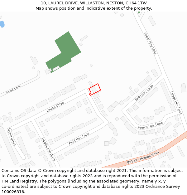 10, LAUREL DRIVE, WILLASTON, NESTON, CH64 1TW: Location map and indicative extent of plot