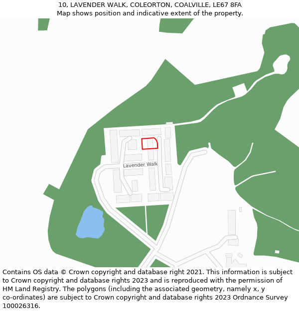 10, LAVENDER WALK, COLEORTON, COALVILLE, LE67 8FA: Location map and indicative extent of plot