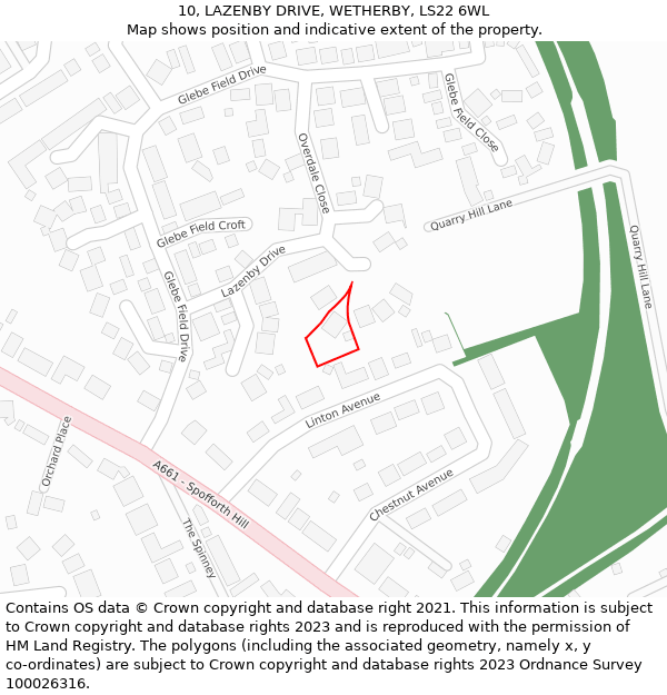 10, LAZENBY DRIVE, WETHERBY, LS22 6WL: Location map and indicative extent of plot