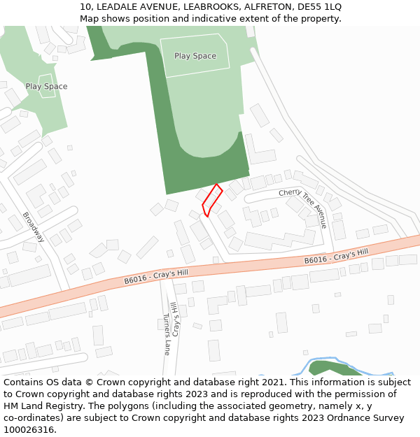 10, LEADALE AVENUE, LEABROOKS, ALFRETON, DE55 1LQ: Location map and indicative extent of plot