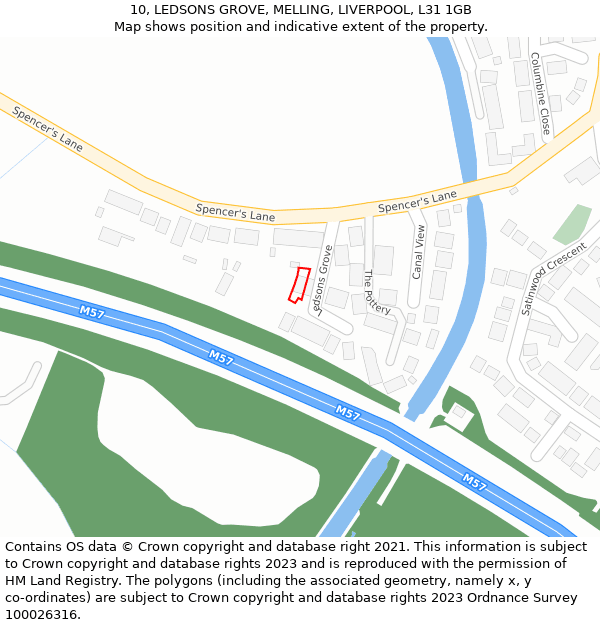 10, LEDSONS GROVE, MELLING, LIVERPOOL, L31 1GB: Location map and indicative extent of plot