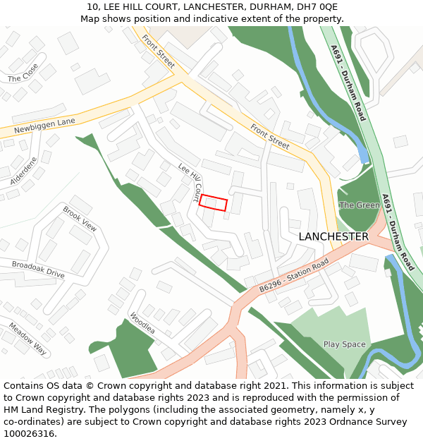 10, LEE HILL COURT, LANCHESTER, DURHAM, DH7 0QE: Location map and indicative extent of plot