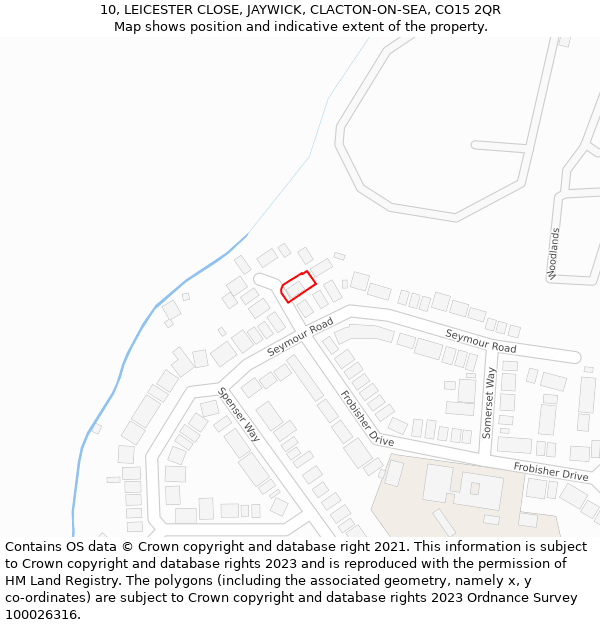 10, LEICESTER CLOSE, JAYWICK, CLACTON-ON-SEA, CO15 2QR: Location map and indicative extent of plot