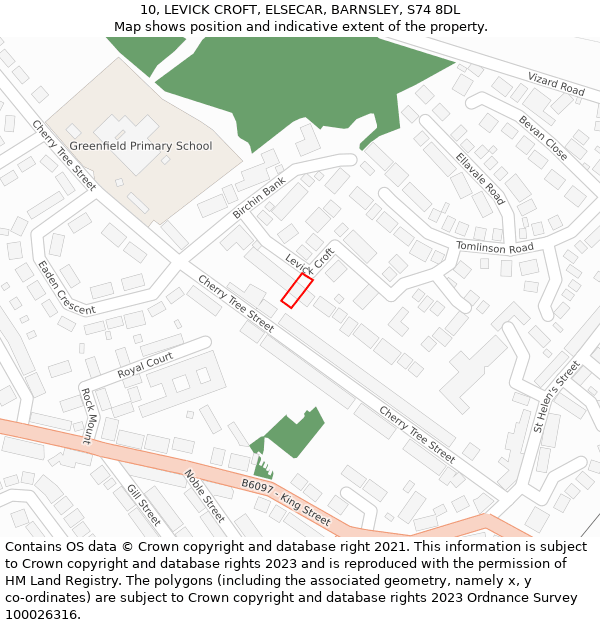 10, LEVICK CROFT, ELSECAR, BARNSLEY, S74 8DL: Location map and indicative extent of plot