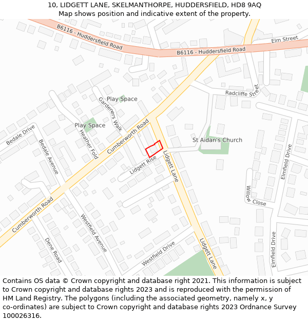 10, LIDGETT LANE, SKELMANTHORPE, HUDDERSFIELD, HD8 9AQ: Location map and indicative extent of plot