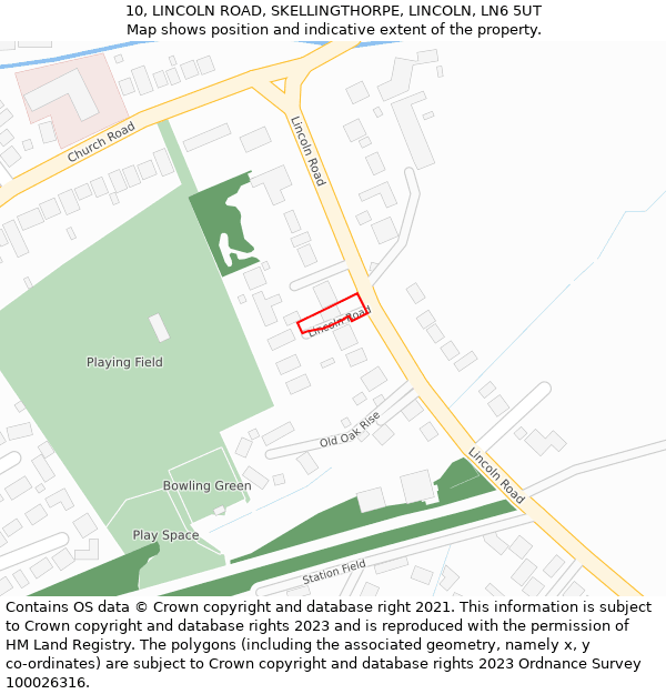 10, LINCOLN ROAD, SKELLINGTHORPE, LINCOLN, LN6 5UT: Location map and indicative extent of plot