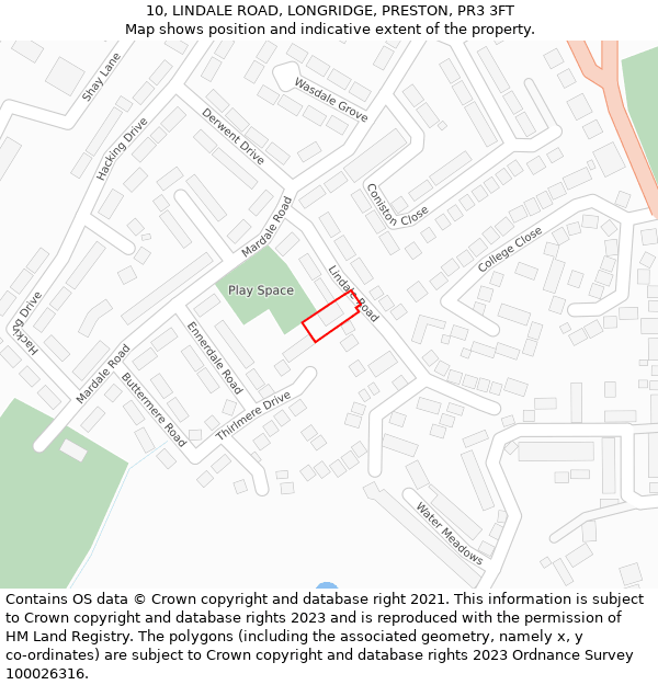 10, LINDALE ROAD, LONGRIDGE, PRESTON, PR3 3FT: Location map and indicative extent of plot