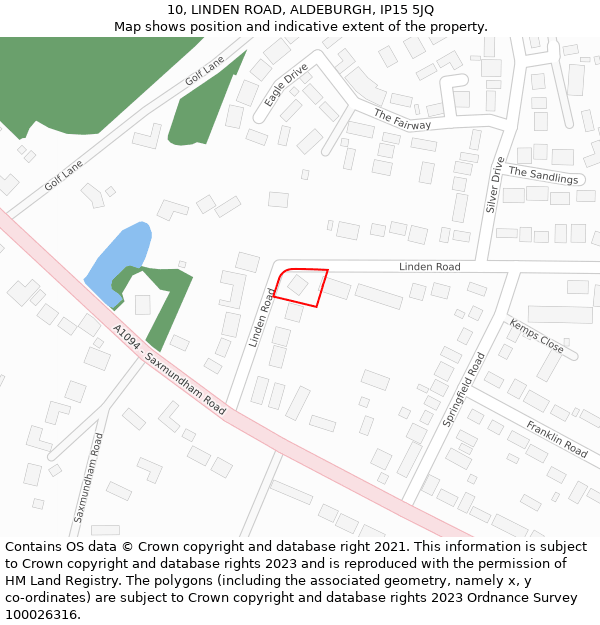 10, LINDEN ROAD, ALDEBURGH, IP15 5JQ: Location map and indicative extent of plot