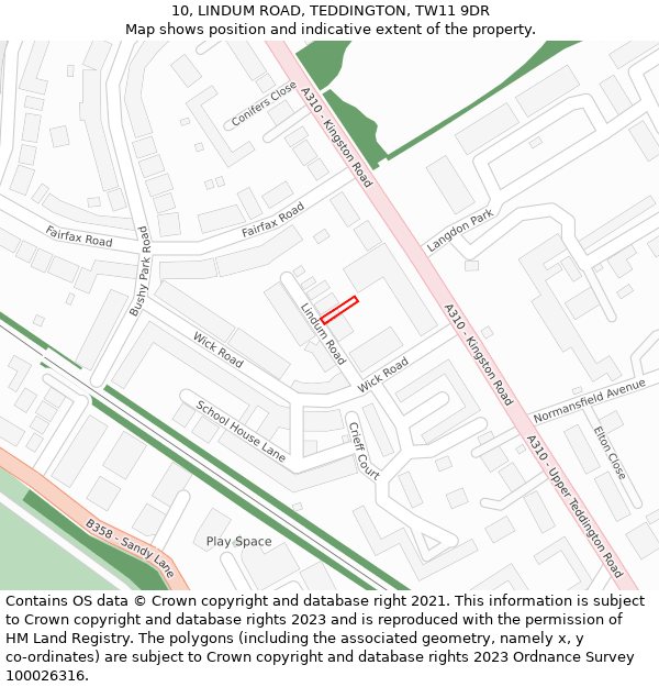 10, LINDUM ROAD, TEDDINGTON, TW11 9DR: Location map and indicative extent of plot