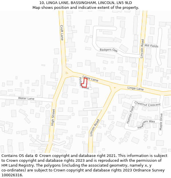 10, LINGA LANE, BASSINGHAM, LINCOLN, LN5 9LD: Location map and indicative extent of plot