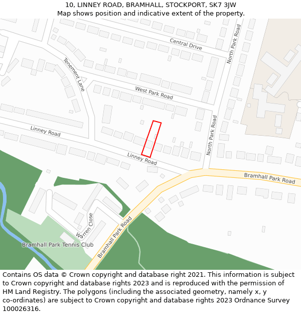 10, LINNEY ROAD, BRAMHALL, STOCKPORT, SK7 3JW: Location map and indicative extent of plot