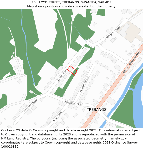 10, LLOYD STREET, TREBANOS, SWANSEA, SA8 4DR: Location map and indicative extent of plot