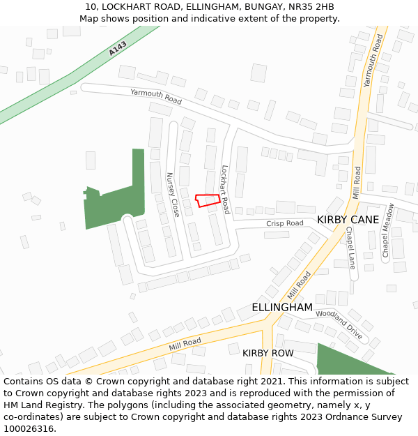 10, LOCKHART ROAD, ELLINGHAM, BUNGAY, NR35 2HB: Location map and indicative extent of plot