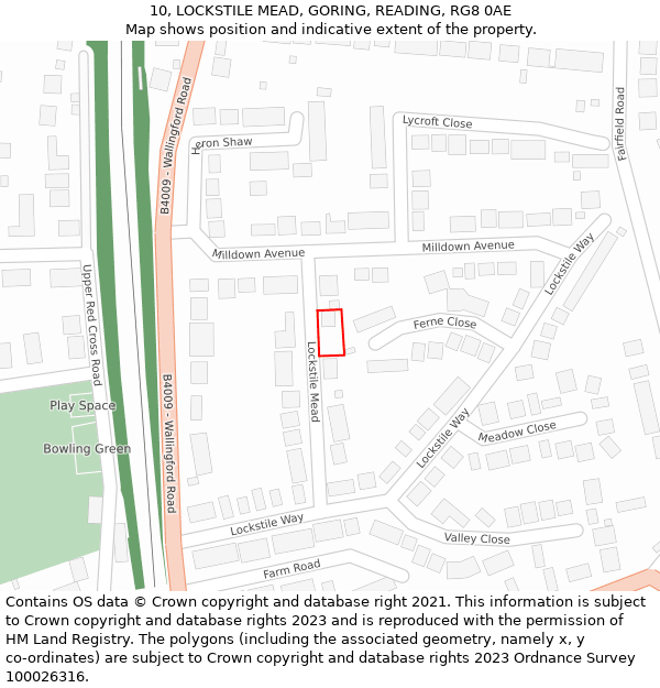 10, LOCKSTILE MEAD, GORING, READING, RG8 0AE: Location map and indicative extent of plot