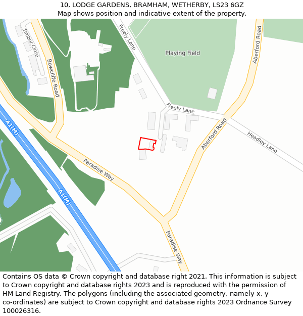 10, LODGE GARDENS, BRAMHAM, WETHERBY, LS23 6GZ: Location map and indicative extent of plot