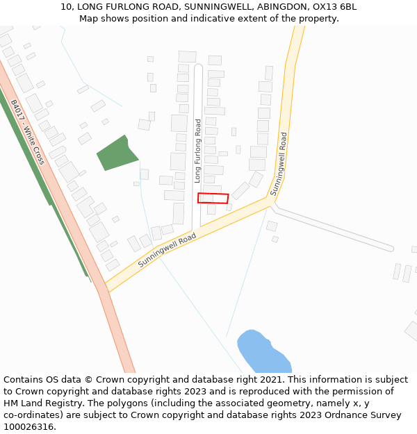 10, LONG FURLONG ROAD, SUNNINGWELL, ABINGDON, OX13 6BL: Location map and indicative extent of plot