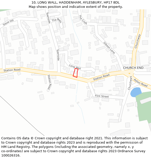 10, LONG WALL, HADDENHAM, AYLESBURY, HP17 8DL: Location map and indicative extent of plot