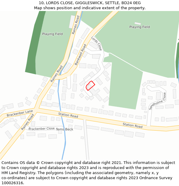 10, LORDS CLOSE, GIGGLESWICK, SETTLE, BD24 0EG: Location map and indicative extent of plot