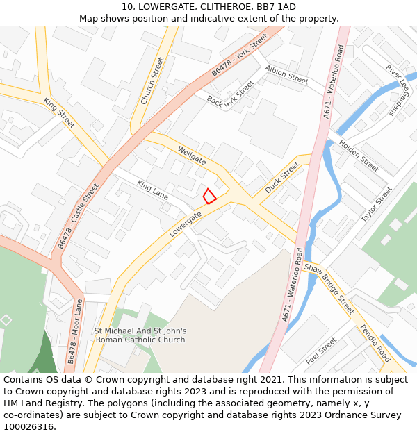 10, LOWERGATE, CLITHEROE, BB7 1AD: Location map and indicative extent of plot