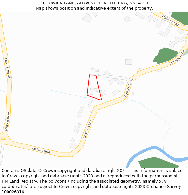 10, LOWICK LANE, ALDWINCLE, KETTERING, NN14 3EE: Location map and indicative extent of plot