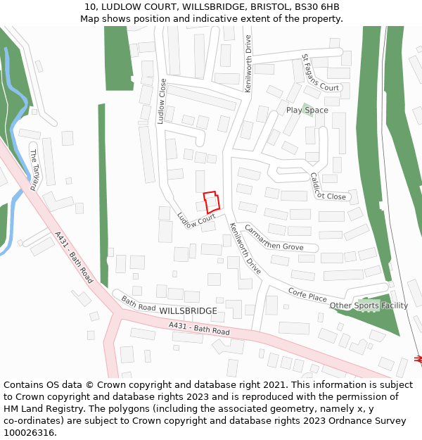 10, LUDLOW COURT, WILLSBRIDGE, BRISTOL, BS30 6HB: Location map and indicative extent of plot