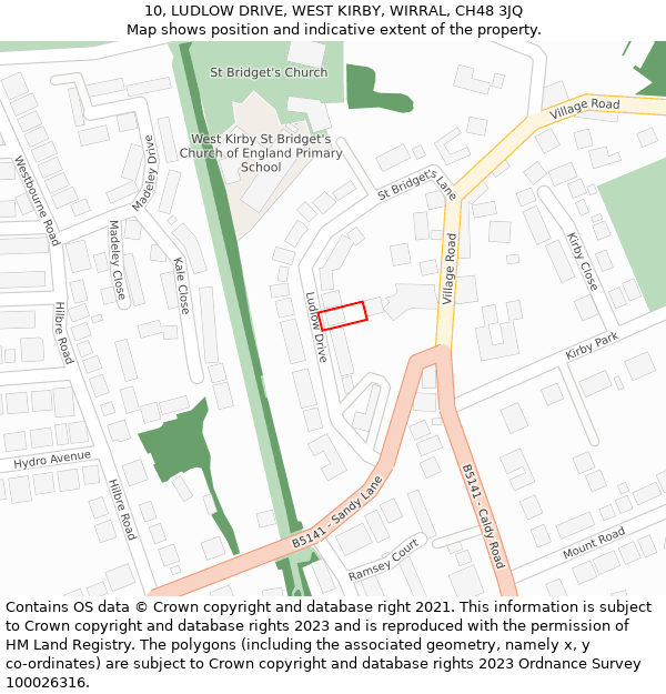 10, LUDLOW DRIVE, WEST KIRBY, WIRRAL, CH48 3JQ: Location map and indicative extent of plot