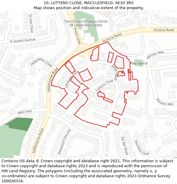 10, LUTYENS CLOSE, MACCLESFIELD, SK10 3RX: Location map and indicative extent of plot