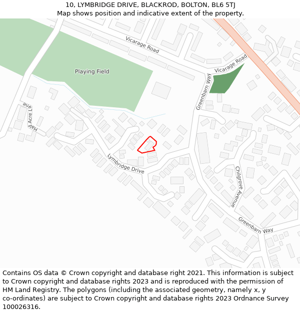 10, LYMBRIDGE DRIVE, BLACKROD, BOLTON, BL6 5TJ: Location map and indicative extent of plot