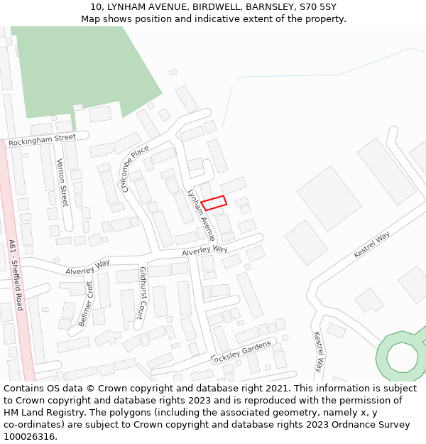 10, LYNHAM AVENUE, BIRDWELL, BARNSLEY, S70 5SY: Location map and indicative extent of plot