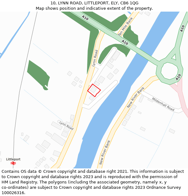 10, LYNN ROAD, LITTLEPORT, ELY, CB6 1QG: Location map and indicative extent of plot