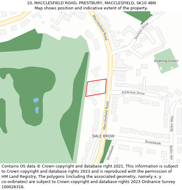 10, MACCLESFIELD ROAD, PRESTBURY, MACCLESFIELD, SK10 4BN: Location map and indicative extent of plot