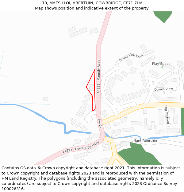 10, MAES LLOI, ABERTHIN, COWBRIDGE, CF71 7HA: Location map and indicative extent of plot