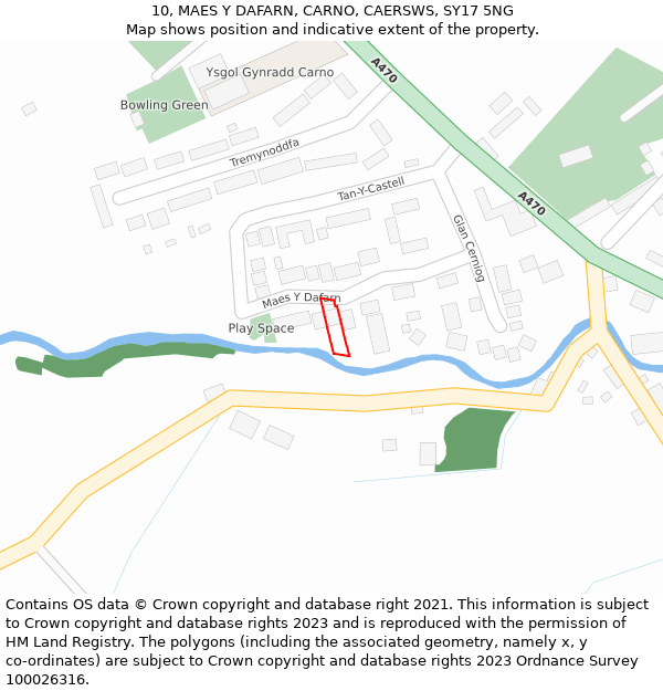 10, MAES Y DAFARN, CARNO, CAERSWS, SY17 5NG: Location map and indicative extent of plot