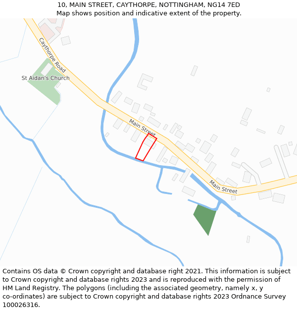 10, MAIN STREET, CAYTHORPE, NOTTINGHAM, NG14 7ED: Location map and indicative extent of plot
