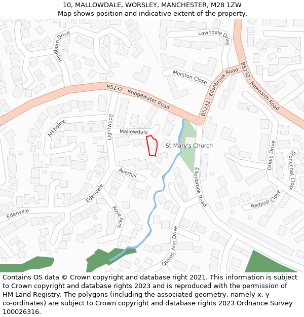 10, MALLOWDALE, WORSLEY, MANCHESTER, M28 1ZW: Location map and indicative extent of plot