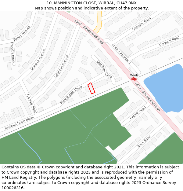 10, MANNINGTON CLOSE, WIRRAL, CH47 0NX: Location map and indicative extent of plot