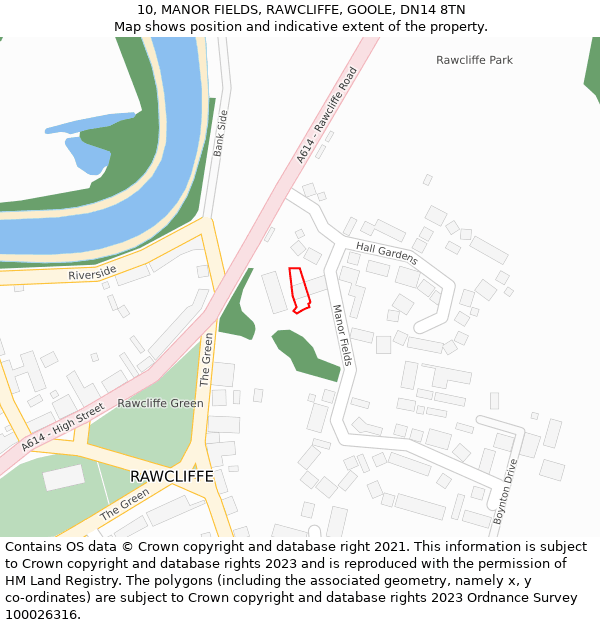 10, MANOR FIELDS, RAWCLIFFE, GOOLE, DN14 8TN: Location map and indicative extent of plot