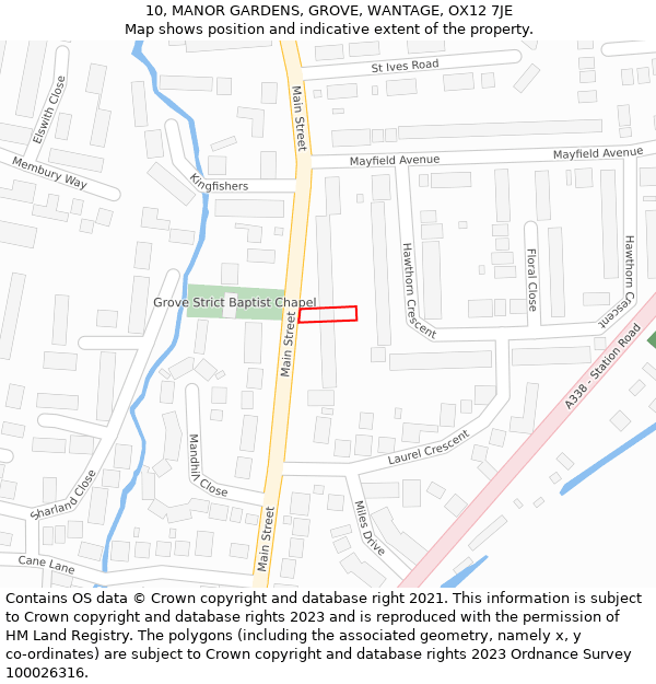 10, MANOR GARDENS, GROVE, WANTAGE, OX12 7JE: Location map and indicative extent of plot