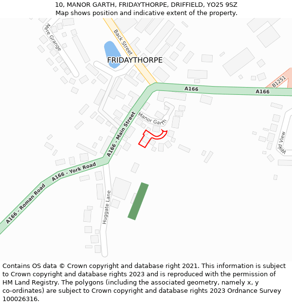 10, MANOR GARTH, FRIDAYTHORPE, DRIFFIELD, YO25 9SZ: Location map and indicative extent of plot