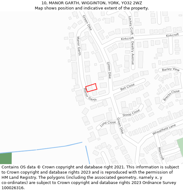 10, MANOR GARTH, WIGGINTON, YORK, YO32 2WZ: Location map and indicative extent of plot