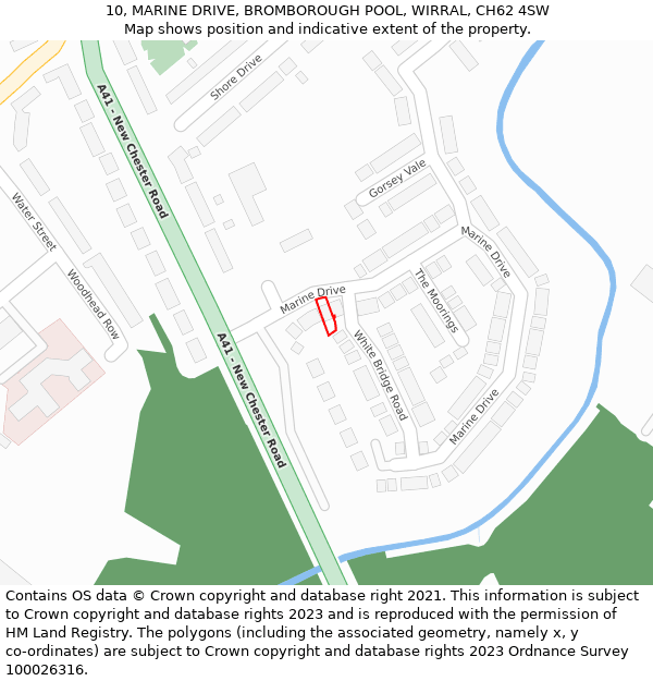 10, MARINE DRIVE, BROMBOROUGH POOL, WIRRAL, CH62 4SW: Location map and indicative extent of plot