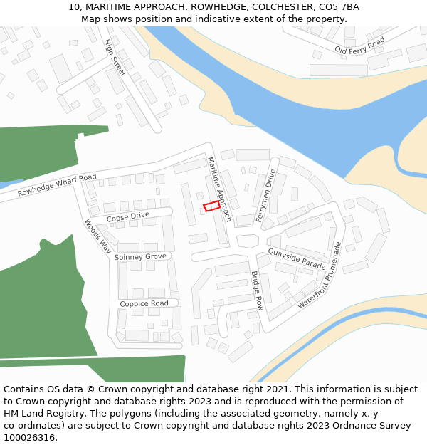 10, MARITIME APPROACH, ROWHEDGE, COLCHESTER, CO5 7BA: Location map and indicative extent of plot