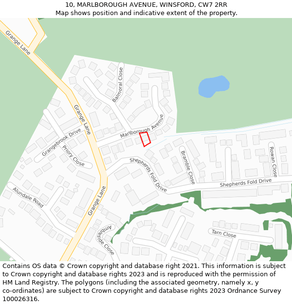 10, MARLBOROUGH AVENUE, WINSFORD, CW7 2RR: Location map and indicative extent of plot