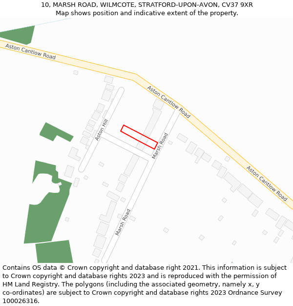 10, MARSH ROAD, WILMCOTE, STRATFORD-UPON-AVON, CV37 9XR: Location map and indicative extent of plot