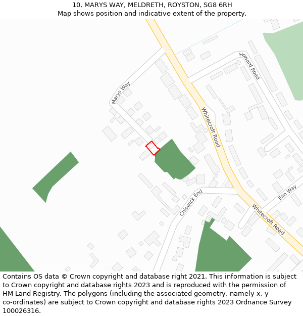 10, MARYS WAY, MELDRETH, ROYSTON, SG8 6RH: Location map and indicative extent of plot