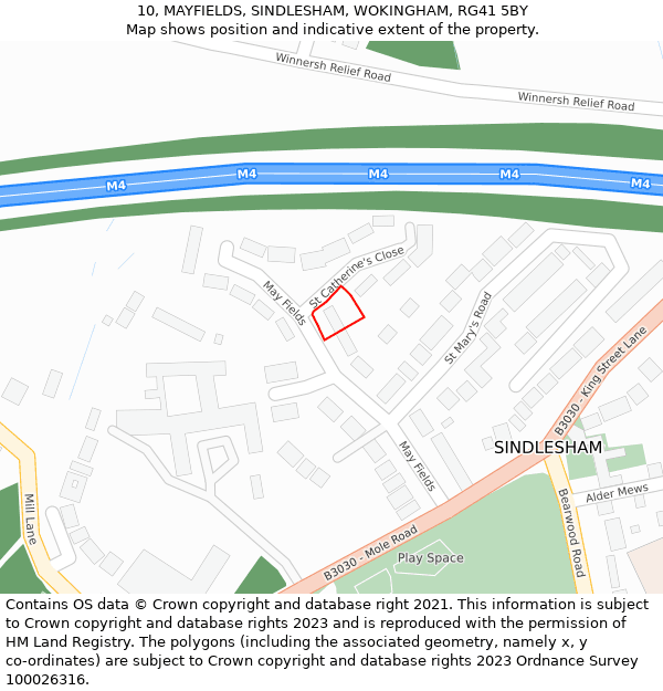 10, MAYFIELDS, SINDLESHAM, WOKINGHAM, RG41 5BY: Location map and indicative extent of plot