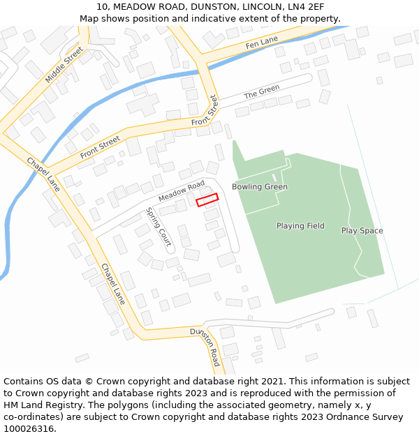 10, MEADOW ROAD, DUNSTON, LINCOLN, LN4 2EF: Location map and indicative extent of plot