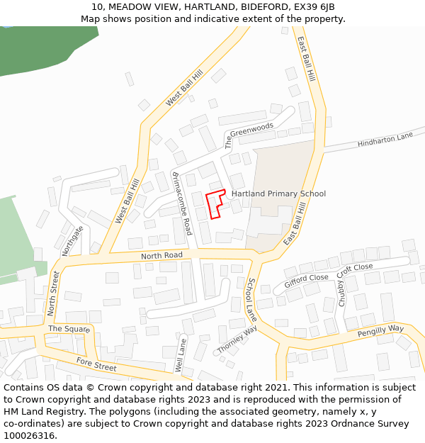 10, MEADOW VIEW, HARTLAND, BIDEFORD, EX39 6JB: Location map and indicative extent of plot